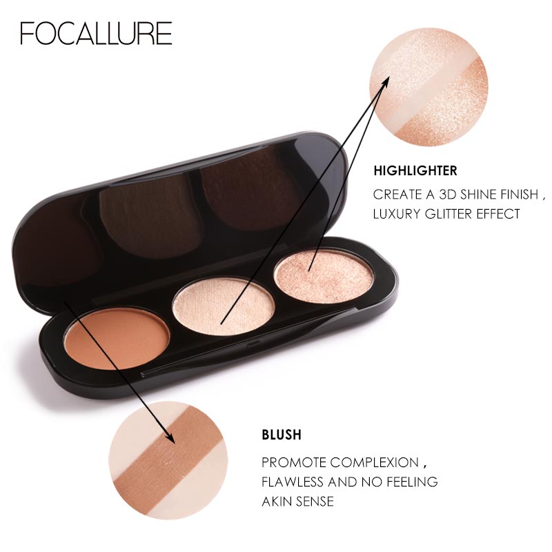 Paleta de Iluminador Focallure - 3 Cores